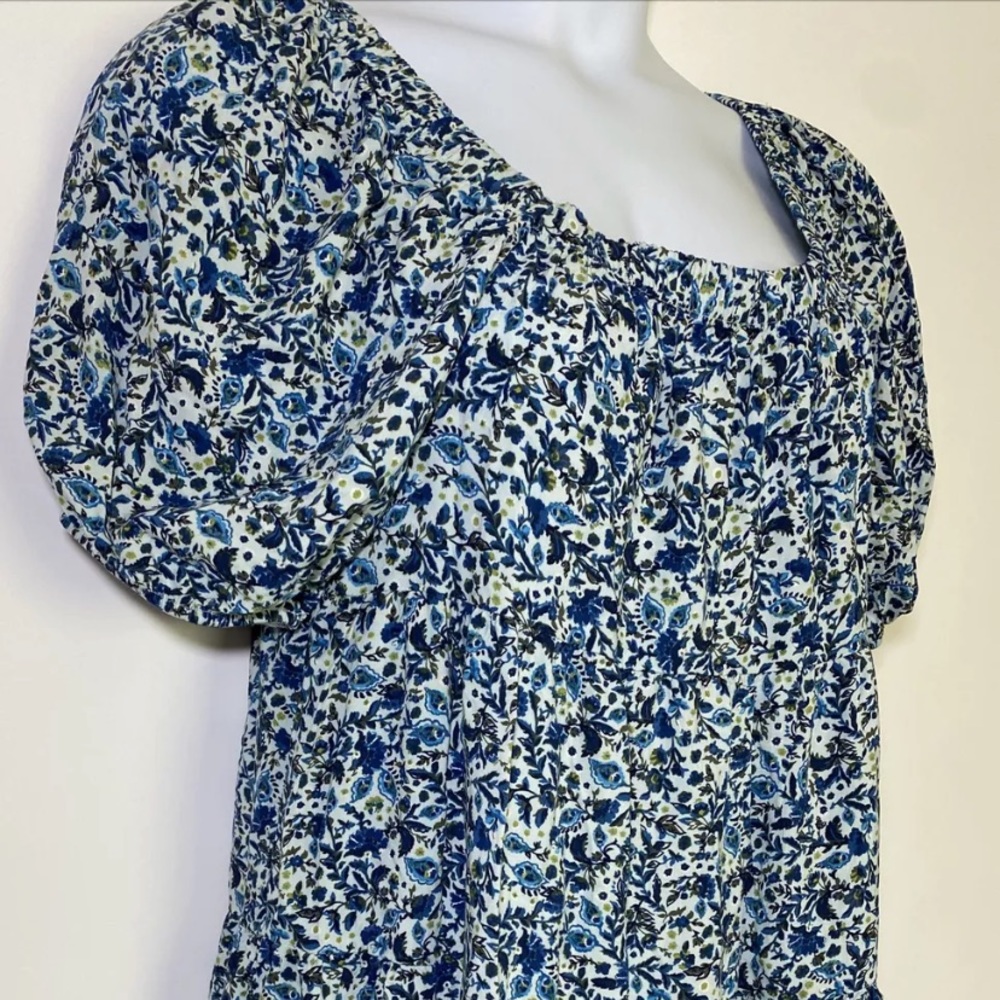 Wild Fable Blue Floral babydoll mini dress M NWT - Picture 3 of 16